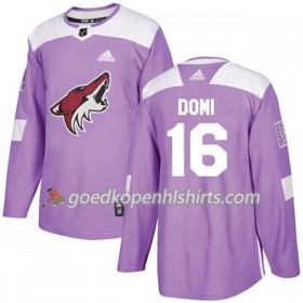 Arizona Coyotes Max Domi 16 Adidas 2017-2018 Purper Fights Cancer Practice Authentic Shirt - Mannen
